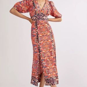 NWOT Anthropologie Floral Aztec Print Dress